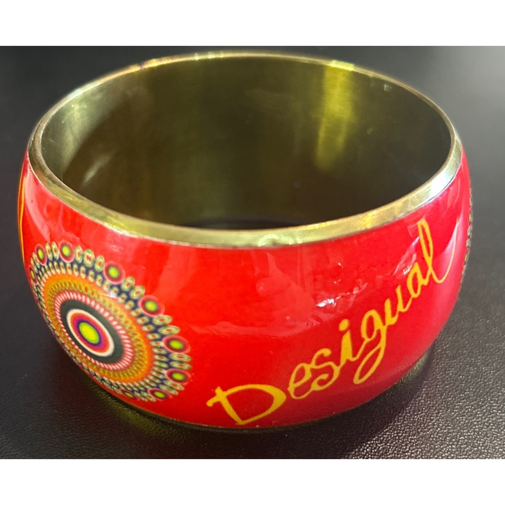 Women's Desigual Red & Gold metal Bangle Bracelet One Size